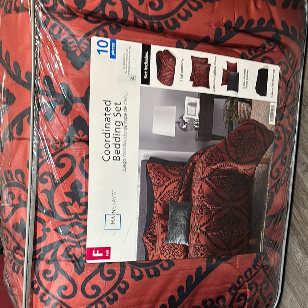 Mainstays Red and Black Coordinated Bedding Set